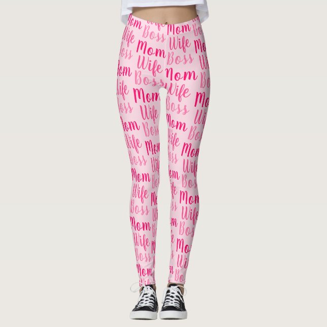 Mama Ehefrau Chef leicht rosa benutzerdefinierte S Leggings (Vorderseite)