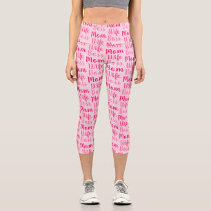 Mama-Ehefrau-Chef leuchten rosa benutzerdefinierte Capri Leggings