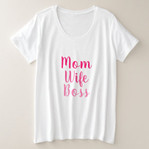 Mama Ehefrau Chef pink weiß benutzerdefinierte Skr Große Größe T-Shirt