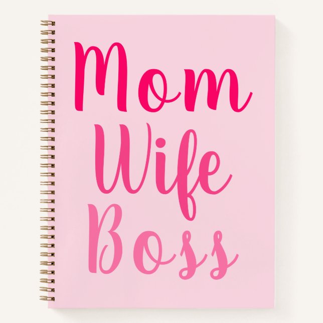Mama Ehefrau Chef rosa benutzerdefinierte Skript s Notizbuch (Vorderseite)