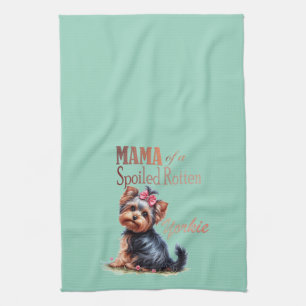 Mama einer verwöhnten Rotten Yorkie Watercolor Art Geschirrtuch