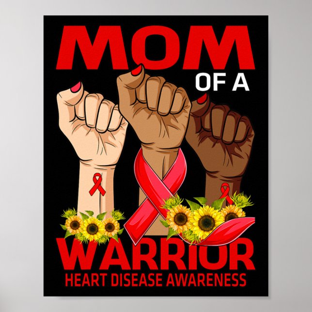 Mama einer Warrior Herzerkrankung Bewusstsein Sonn Poster (Vorne)