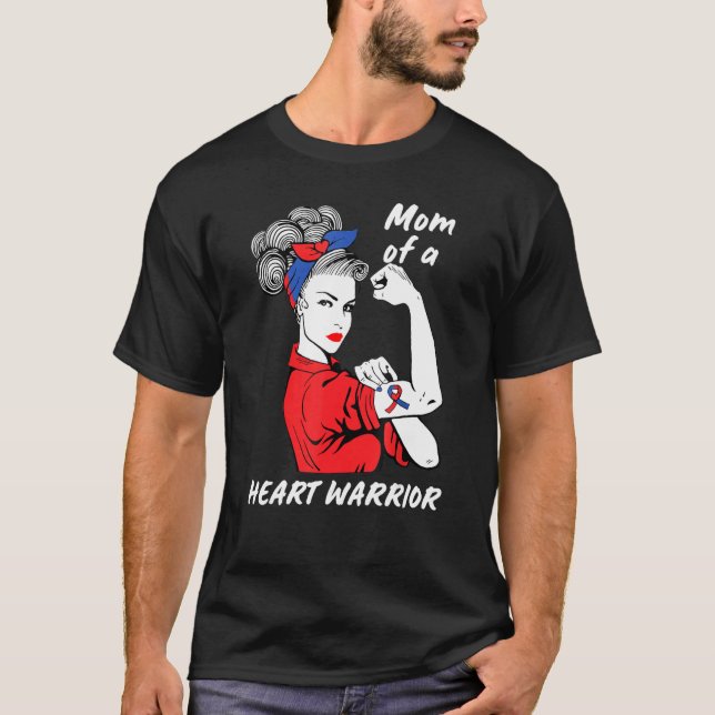 Mama eines CHD-Bewusstseins eines Herzkriegers T-Shirt (Vorderseite)
