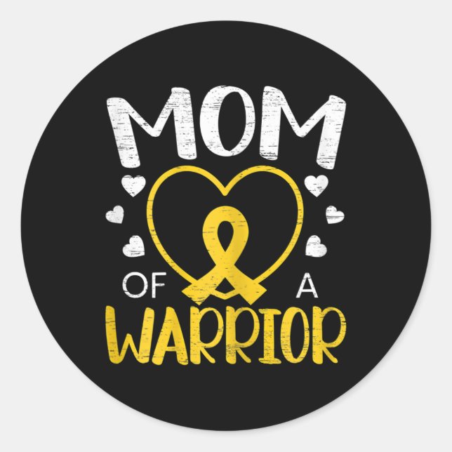 Mama eines Warrior Childhood Cancer Awareness Mont Runder Aufkleber (Vorderseite)