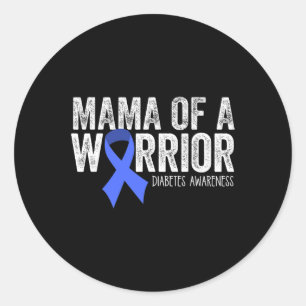 Mama eines Warrior T1D Mama Diabetischer Blue Ribb Runder Aufkleber