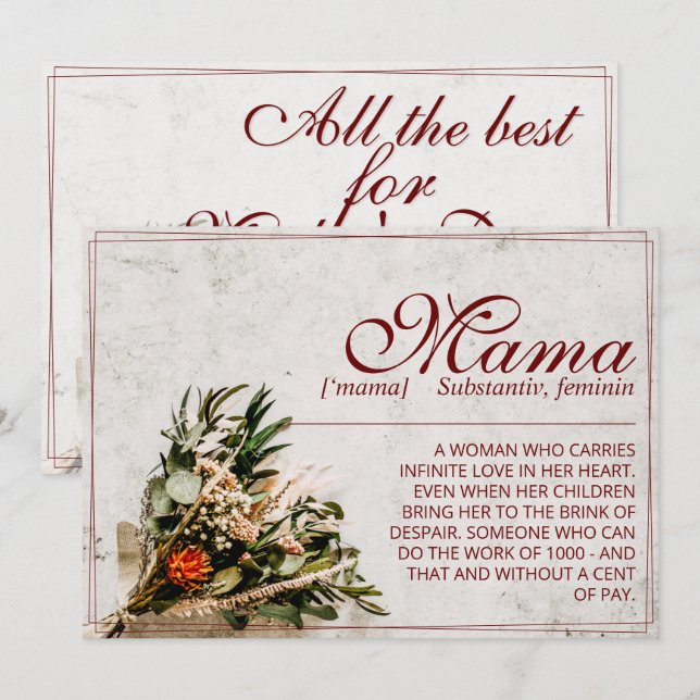 Mama - einfach unersetzlich - Bouquet (Vorne/Hinten)