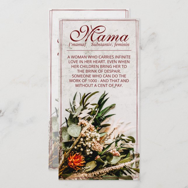 Mama - einfach unersetzlich - Bouquet (Vorne/Hinten)