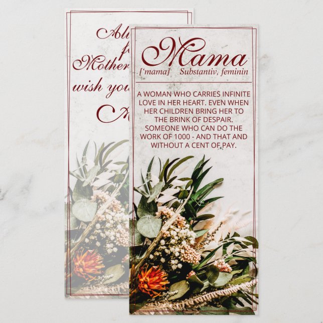 Mama - einfach unersetzlich - Bouquet (Vorne/Hinten)