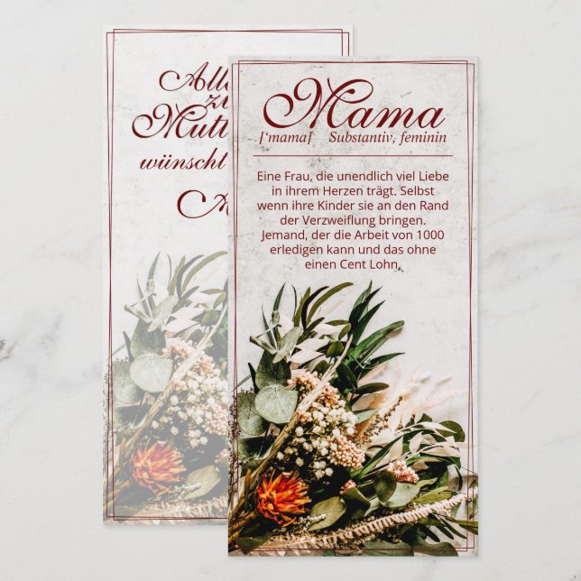 Mama - einfach unersetzlich - Bouquet (Vorne/Hinten)