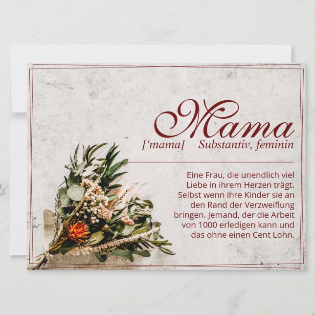 Mama - einfach unersetzlich - Bouquet (Vorderseite)