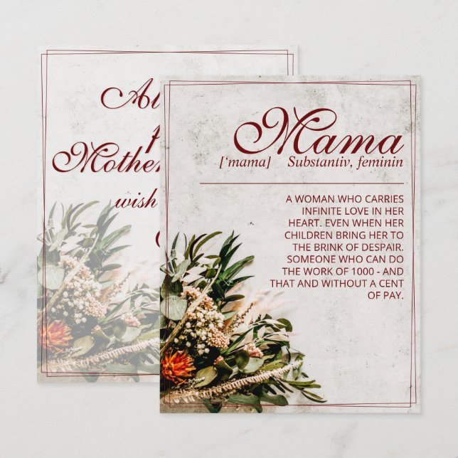 Mama - einfach unersetzlich - Bouquet (Vorne/Hinten)