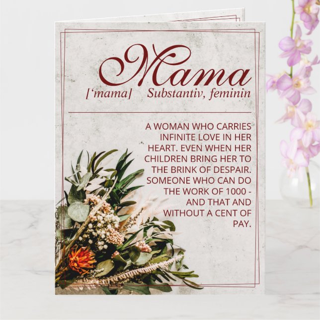 Mama - einfach unersetzlich - Bouquet Karte (Orchidee)