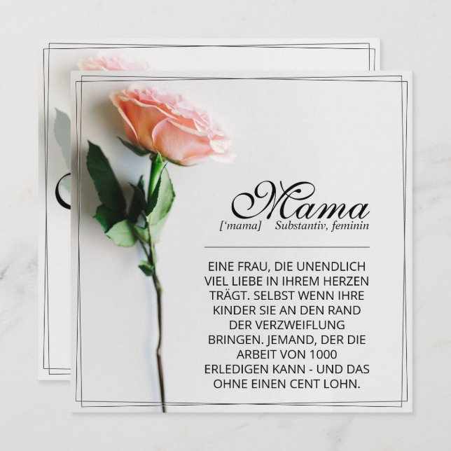 Mama - einfach unersetzlich | Classic Card - Rose (Vorne/Hinten)