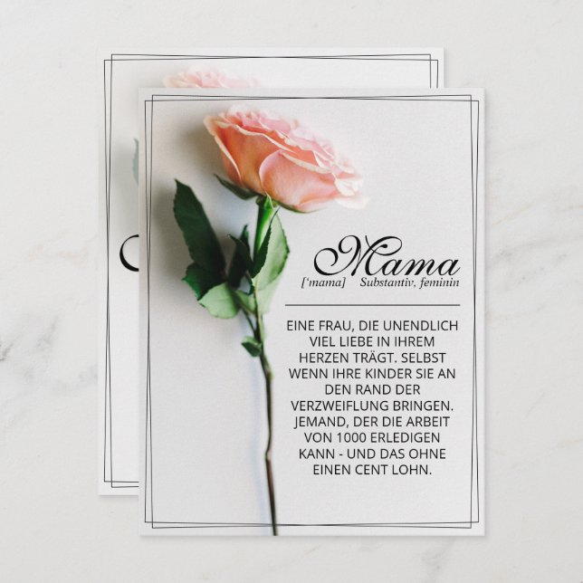 Mama - einfach unersetzlich | Classic Card - Rose (Vorne/Hinten)