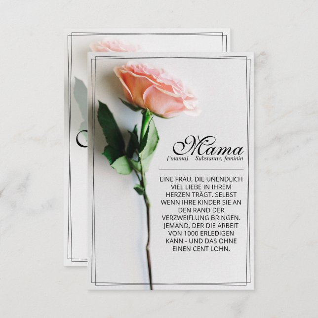 Mama - einfach unersetzlich | Classic Card - Rose  (Vorne/Hinten)
