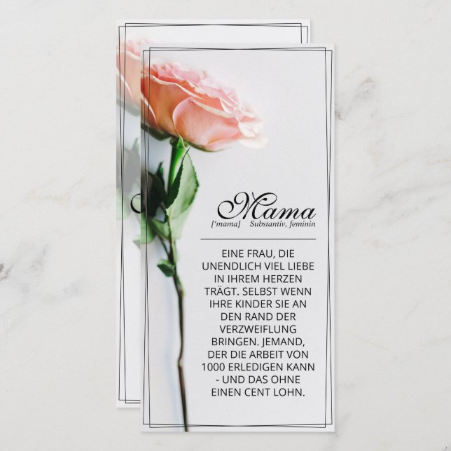 Mama - einfach unersetzlich | Classic Card - Rose (Vorne/Hinten)