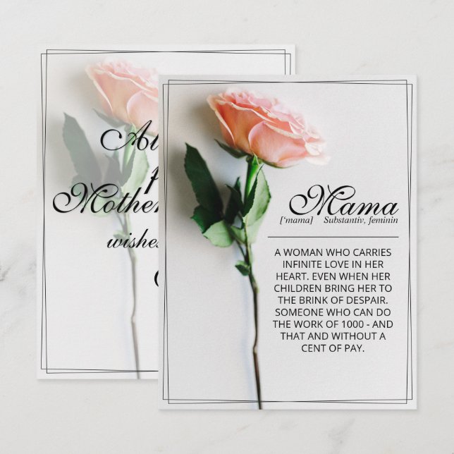 Mama - einfach unersetzlich | Classic Card - Rose  (Vorne/Hinten)