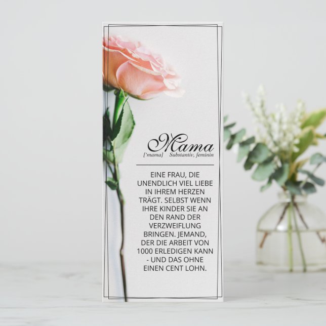 Mama - einfach unersetzlich | Classic Card - Rose (Stehend Vorderseite)