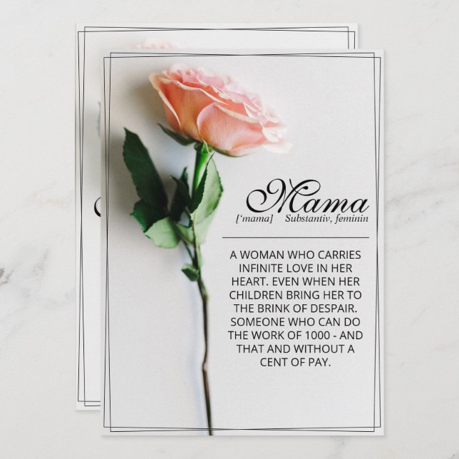 Mama - einfach unersetzlich | Classic Card - Rose  (Vorne/Hinten)