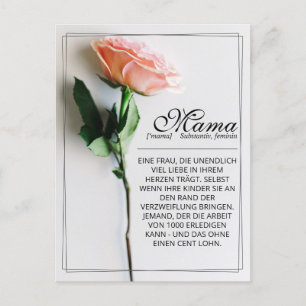 Mama - einfach unersetzlich   Classic Card - Rose  Feiertagspostkarte