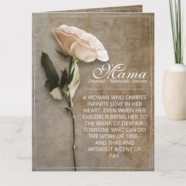 Mama - einfach unersetzlich - Vintag Karte (Vorderseite)