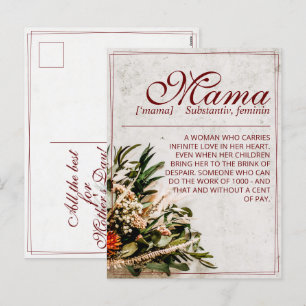 Mama - einfach unersetzliche Urlaubspostkarte Feiertagspostkarte