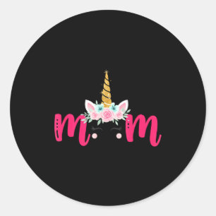 Mama Einhorn Blumenhorn Muttertag Geburtstag Runder Aufkleber