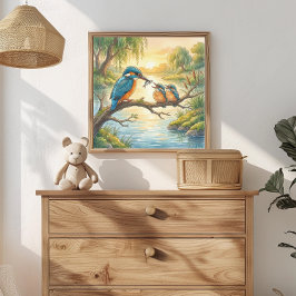 Mama Eisvogel und Kinderkinderzimmer Poster