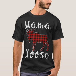 Mama-Elch-Familien-Weihnachts-Pyjama Rot& Schw T-Shirt