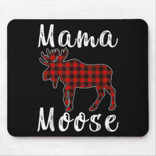 Mama-Elch-Familien-Weihnachts-Pyjama Rot & Schwarz Mousepad