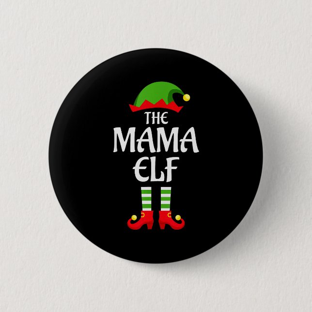 Mama Elf Family Matching Group Christmas  Button (Vorderseite)