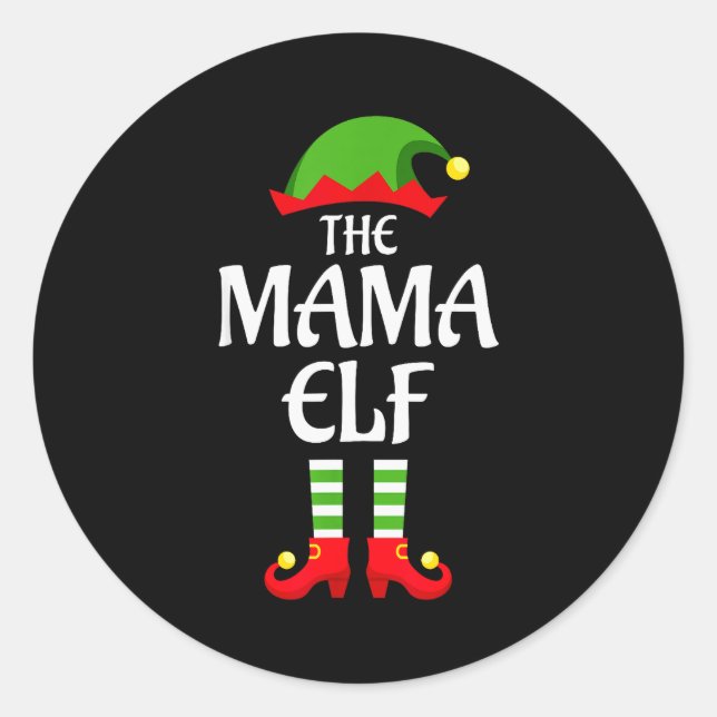 Mama Elf Family Matching Group Christmas  Runder Aufkleber (Vorderseite)