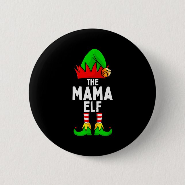 Mama Elf Matching Family Christmas Women  Button (Vorderseite)