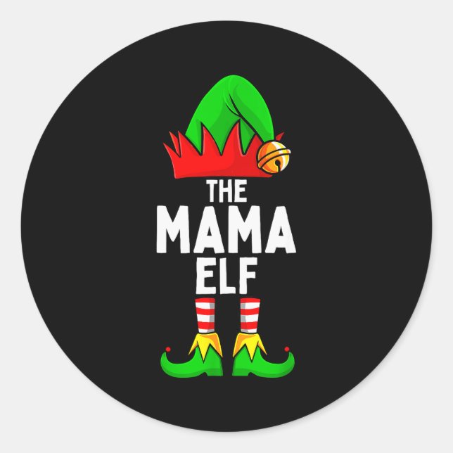 Mama Elf Matching Family Christmas Women  Runder Aufkleber (Vorderseite)