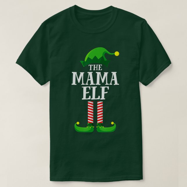 Mama Elf Matching Family Group Weihnachts-Party-Ma T-Shirt (Design vorne)