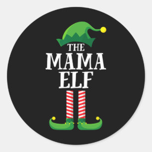 Mama Elf Matching Family Group Weihnachts Party Mu Runder Aufkleber