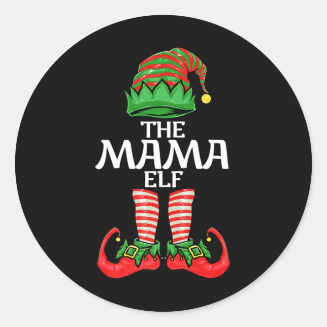 Mama Elf Mother Christmas Family Matching Group Pr Runder Aufkleber (Vorderseite)