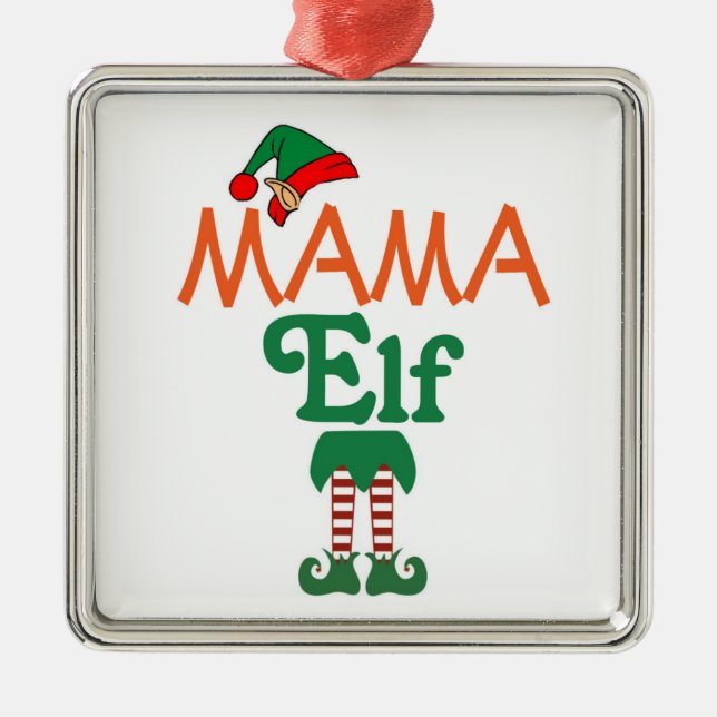 Mama Elf Ornament Aus Metall (Vorne)