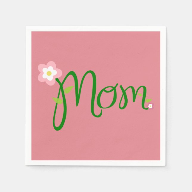 Mama Erdbeere Pink Standard Cocktail Papier Napkin Serviette (Vorderseite)