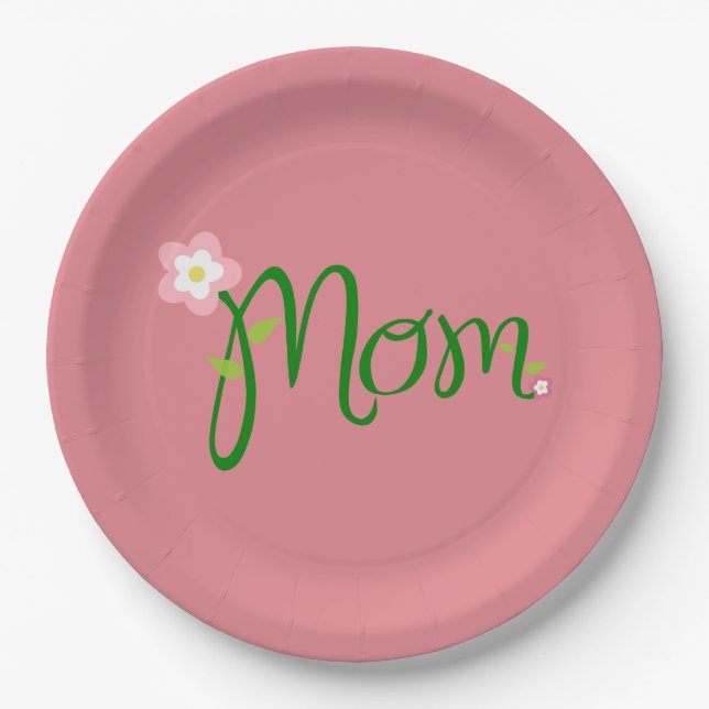 Mama Erdbeere Rosa Abendessen Pappteller (Vorderseite)