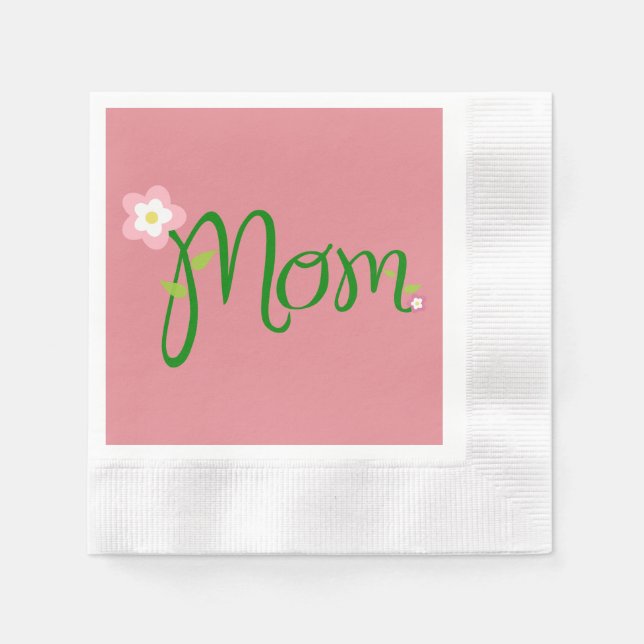Mama Erdbeere Rosa Cocktail Napkin Serviette (Vorderseite)
