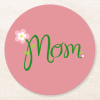 Mama Erdbeere Rosa Rundpapier Untersetzer