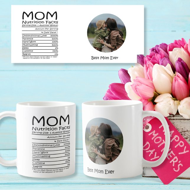 Mama Ernährung Fakten Beste Mama je anpassbar Kaffeetasse (Mom Nutrition facts Best Mom ever customizable Coffee Mug)