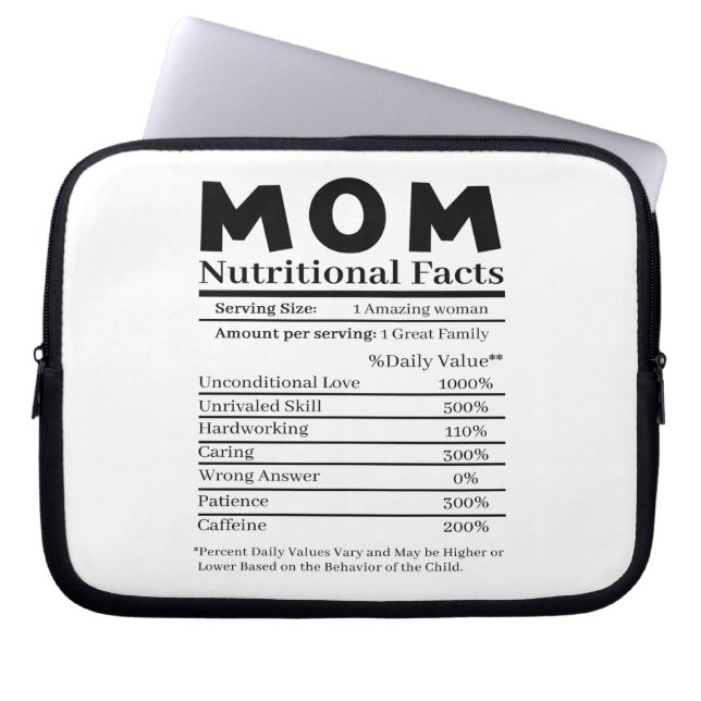 Mama Ernährungsfakte Laptopschutzhülle (Vorderseite)