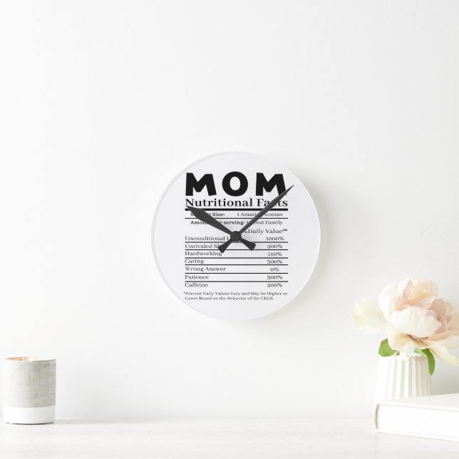 Mama Ernährungsfakte Runde Wanduhr (Zuhause)