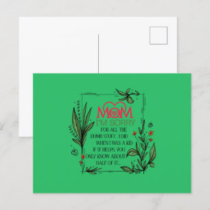 Mama, es tut mir leid für all den Blödsinn, den ic Postkarte