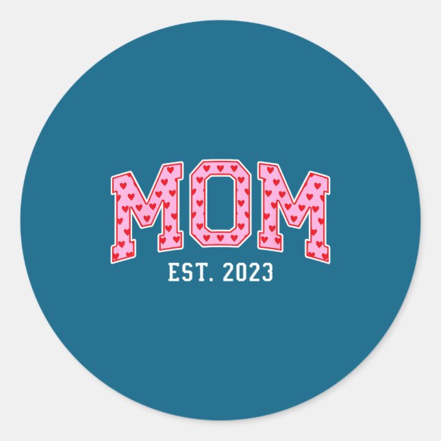 Mama Est 2023 Mama Muttertag Runder Aufkleber (Vorderseite)