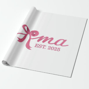 Mama Est 2025 Hot Pink Bow Coquette Muttertag Geschenkpapier