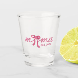 Mama Est 2025 Hot Pink Bow Coquette Muttertag Schnapsglas