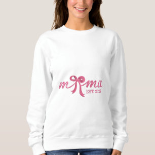 Mama Est 2025 Hot Pink Bow Coquette Muttertag Sweatshirt
